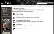 JohnMcCain.com Action Center - click to see full view